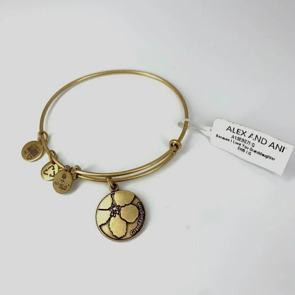 Alex and Ani Granddaughter Charm Bracelet Gold Finish - Expands 2